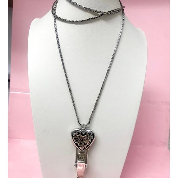 Brighton Floating Hearts Silver Lanyard ID Badge Necklace - Picture 3 of 4